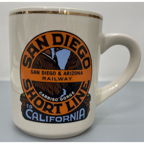 Vintage San Diego and Arizona Short Line Railway Railroad Train Coffee Mug - Picture 1 of 4